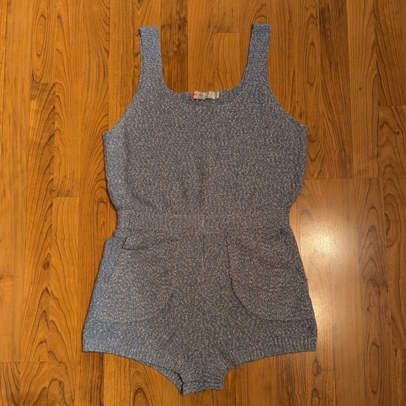 Free People FP Beach Declan Marled Romper in Blue, Size L - Picture 2 of 9